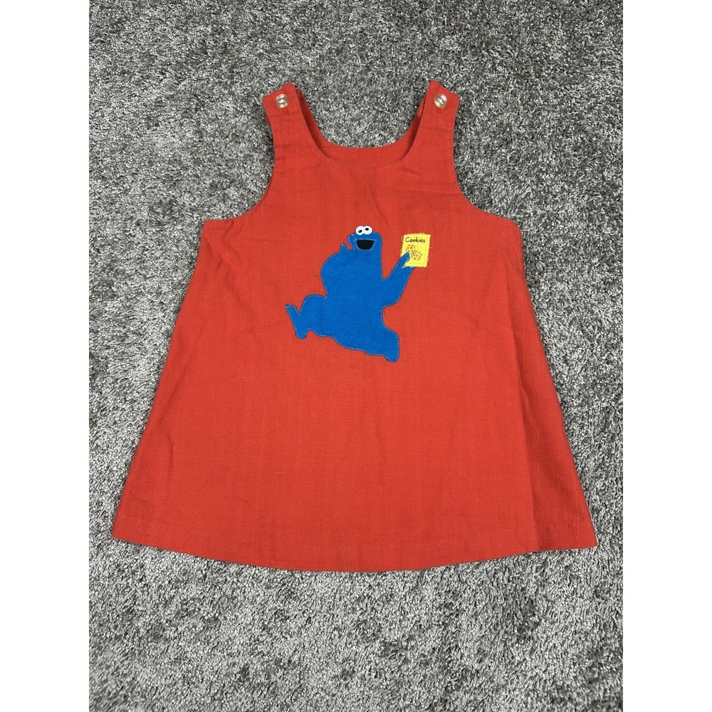 Vintage Sesame Street Dress Cookie Monster 4T Toddle Time JC Penney 70s 80s Kids